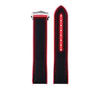 IRFKR Rubber Silicone Watch Strap Nylon Watchband For Omega Seamaster 300 Speedmaster 8900 Planet Ocean Tools 20mm 22mm Watchbands(Black red-B bucke,20mm)