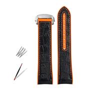 IRFKR Rubber Watch Bracelet For Omega 300 SEAMASTER 600 PLANET OCEAN Folding Buckle Silicone Strap Watch Accessories Watch Band(Black orange-S,20mm)