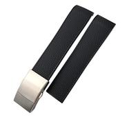 IRFKR Rubber Watchband 19mm 21mm Silicone Strap for Longines Hydroconquest VHP Black Blue Watch Bracelets(Black)