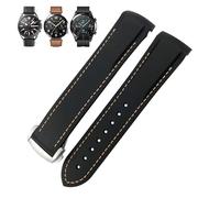 IRFKR Rubber Watchband 22mm 20mm Curved End Silicone Strap for Omega x watch Seamaster Speedmaster AT150 De Ville Fabric Watch Strap(Black orange silver,22mm)