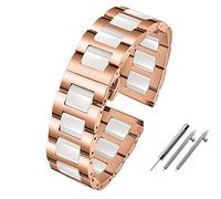 IRFKR Smart watchband 20mm 22mm Ceramic bracelet For Samsung gear S2 S3 S4 Replacement Strap For HUAWEI watch2 Pro gt2 magic bands(White Black,22mm)