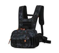 IRFKR Tactical Chest Bag Molle Vest Front Pouch Outdoor Hiking Climbing Fishing Lure Travel Recon Kit Bag Camping Backpack for Men 28 * 10 * 18 cm(BK Camo)