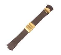 IRFKR Watchband Bracelet Silicone Watch Band For Ulysse-Nardin MARINE Waterproof Rubber Watchstrap Sports 25 * 12mm Man Watches Sport(Brown rgold set)