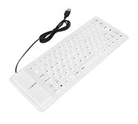 Irfora 85 Keys Silicone Keyboard, Proof Foldable Rollable Lightweight Portable Silent Soft Comfortable USB Wired Silicone Keyboard for PC, Three Colors Can Be (White)