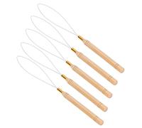 Irfora Hair Extension Loop Threader, 5PCS with Beech Handle | Comfort grip, flexible needle, supports various uses, barbershop and home application