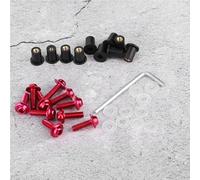 Irfora M5 Windscreen Kit, 10pcs Motorcycle Windshield Nut Washers Fit for Most Motorbikes, Anodized Finish, Easy to Install, Dependable for Use, Black, Silver, Red (Red)