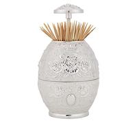 Irfora Press, Pop Out Zinc Alloy Toothpick Holder with Exquisite Pattern, Sanitary and Design for Desk (Argenta alba)
