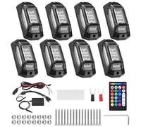 Irfora RGB LED Rock Lights Kit Tough PVC Housing Fast Heat Dissipation 8 Pods Multicolor RGB Rock Lights for Car, Truck ATV UTV SUV