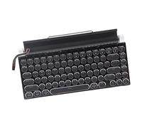 Irfora Typewriter Keyboard, 83 Keys Metal Round Cap, Blue Switch Retro Gaming Mechanical Keyboard with 7 Color RGB Backlit, Leather Wrap, Wireless & Wired Connection, Compatible with (Black)