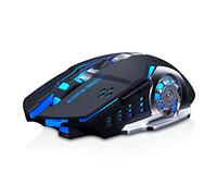Irfora Wireless Mouse,Thunder Wolf Q13 Charging Mute Wireless Mouse Gaming Business Luminous Mechanical Mouse Cross-Border [Q13 Dual Mode] Technology Black