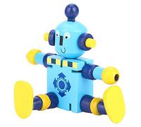 Irfora Wooden Robot Toy for Kids (Blue) | Non- material, flexible design, learning through play, bright colors, imaginative gift