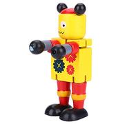 Irfora Wooden Robot Toy for Kids (Yellow) | Non- material, flexible design, learning through play, bright colors, imaginative gift