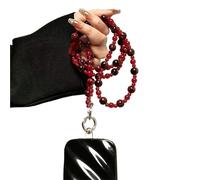 IRGVJIFR Beaded Phone Lanyard Luxury Red Handmade Beaded Long Messenger Lanyard Chain Mobile Phone Case Bag Versatile Universal Pendant Tide