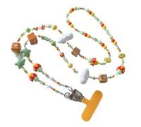 IRGVJIFR Beaded Phone Lanyard Small Fresh Mobile Phone Chain Is Huge And Good-looking Dopamine Beaded, Cute Cartoon Strap Hanging(Yellow/Gold)