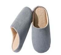 IRGVJIFR Cotton Slippers Men's Slippers Solid Color Autumn And Winter Thin Velvet Mute Soft Bottom Non-Slip Indoor Floor Home Shoes(Grey,44-45)