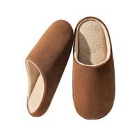 IRGVJIFR Cotton Slippers Men's Slippers Solid Color Autumn And Winter Thin Velvet Mute Soft Bottom Non-Slip Indoor Floor Home Shoes(Coffee,40-41)
