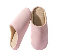 IRGVJIFR Cotton Slippers Men's Slippers Solid Color Autumn And Winter Thin Velvet Mute Soft Bottom Non-Slip Indoor Floor Home Shoes(Pink,38-39)