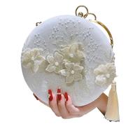 IRGVJIFR Flower Evening Bag Embroidery Handbag Classical Floral Round Evening Bag For Woman Clutch Wedding Purse Party Banquet Flower
