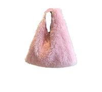 IRGVJIFR Fluffy Bag Fluffy Plush Handbag Tote Winter Women Bag Faux Fur Shoulder Soft Large Capacity Lamb Wool Shopping Lady(Pink)