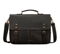 IRGVJIFR Leather Messenger Bag Men's Briefcase Genuine Leather A4 File Document Handbag Male Laptop Shoulder Bag Business Computer For office use(Dark Brown (37cm))
