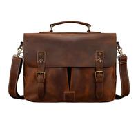 IRGVJIFR Leather Messenger Bag Men's Briefcase Genuine Leather A4 File Document Handbag Male Laptop Shoulder Bag Business Computer For office use(Brown (41cm))