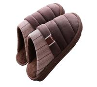 IRGVJIFR Mens Slippers Plus Size 48 49 Waterproof Men Down Slippers Winter Indoor Shoes Male Rubber Mans Flurry Slides Floor Man(MD-16 Brown,CN42-43)