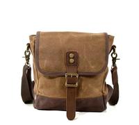 IRGVJIFR Messenger Bag Men's Crossbody Bags Casual Canvas Travel Shoulder Bag Male Vintage Waterproof School Bags Leather Daily Small Messenger Satchel(Khaki)