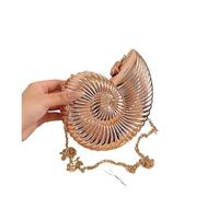 IRGVJIFR Shell Bag Simple Conch Dinner Bag Women's Shoulder Messenger Crossbody Fun Personality Metal Chain Clutch Shell Bags(RoseGold)