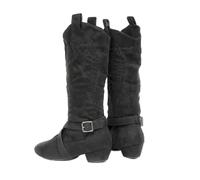 IRGVJIFR Women's Knee High Cowboy Boots JoSuede Sole Western Style Line Dancing West Coast Swing Dance Boots For travel(Black,24.5cm)