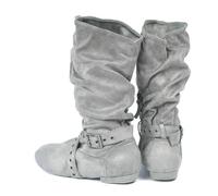 IRGVJIFR Women's Knee High Cowboy Boots Suede Sole Boot Step Women Latin Dance Boots Salsa Shoe Long Warm Up Line Shoes West Coast Swing Swayd For travel(Grey,22.7cm)