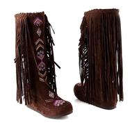 IRGVJIFR Women's Knee High Cowboy Boots Women's Rubber Boots Shoes Sexy Thigh High Heels Round Toe Rain Large Size Over-the-Knee Wedge Ladies Low For travel(Color 4,36)