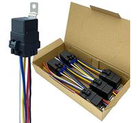 irhapsody 5 Pack 40/30 AMP 12V DC Waterproof Relay and Harness - Heavy Duty 12 AWG Tinned Copper Wires, 5-PIN SPDT Automotive Relay