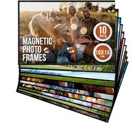 IRICUS Magnetic Picture Frames for Refrigerator A6-10x15 cm - 10 Pack Magnet Fridge 4x6 in Photo Sleeves Pockets Holder Locker Frames, black
