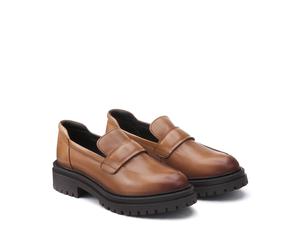 Iridea Leather Breathable Loafers Cognac