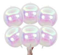 Iridescent 22" Round Foil Balloons - Giant 4D Holographic Mylar Ball Balloon, Rainbow Disco Ball Style for Birthday, Baby Shower, Princess Mermaid Wedding Party Decorations, Clear Party Balloon