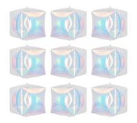 Iridescent 4D Cube Balloons 9Pcs 12 Inch, Holographic Rainbow Foil Decor - Perfect for Mermaid & Under The Sea Parties