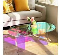 Iridescent Acrylic Coffee Table Sofa Couch Art Side Table With Stable Leg