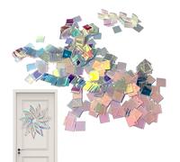 Iridescent Acrylic Squares | Mini Rainbow Holographic Acrylic Squares | 50/100 Pack Double-Sided Rainbow Acrylics Sheets | Coloreful Mosaic Tiles Blocks for DIY Crafts, Shadow Art Projects