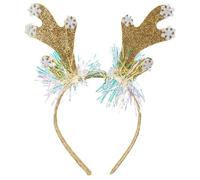 Iridescent Antlers Headband with Glitter and Tinsel Accents Christmas Headbands Cute Xmas Hair Hoops with Ears Christmas Head Hat Toppers Costume Headwear for Xmas Holiday Party MUST HAVE.