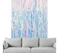 Iridescent Background, Holographic Background | Transparent Curtains with Holographic Backdrop and Tassel Fringes,1.28x8.2ft Sparkly Photo Props, Mermaid Sea Party Theme Decorations
