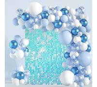 Iridescent Blue Shimmer Wall Backdrop, 24 Panels, 6x4 Ft Photo Backdrop | wedding backdrop birthday backdrop party decoration photo booth backdrop bridal shower baby shower event decoration