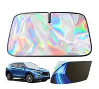 Iridescent Color Car Windshield Sun Shade,Front Windshield Sunshade,240T Holographic Coating,Keep Car Interior Cool,Universal Fit for Cars,Trucks,SUVs M(55 * 27.5inch)
