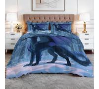 Iridescent Comforter Double Duvet Lightweight Quilt, Fantasy Animals Dragon Winter Forest Hypoallergenic Bed Duvet 200 x 200 cm for Children Adults - Soft Bedding Warm Comforter for Sensitive Skin