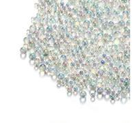 Iridescent Cotton Candy Clear Glass Assorted Round Microbeads, .5-3mm No Hole Seed Beads Sprinkle Toppings