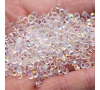 Iridescent Cotton Candy Clear Glass Assorted Round Microbeads, .5-3mm No Hole Seed Beads Sprinkle Toppings for DIY Crafts Nail Art Lip Gloss Supplies Cellphone Decoration Accessories
