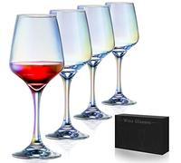 Iridescent Crystal Rainbow Wine Glasses - Stemware for Wine Tasting, Wedding, Anniversary, Christmas, Birthday (Set of 4)