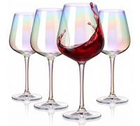 Iridescent Crystal Wine Glasses Set Of 4 Rainbow Pearl Color Stemware Gifts | Elegant Shimmer Goblets For Weddings Holiday Dinner Parties Cocktails Entertaining Housewarming Gifts Luxe Table Decor Styled