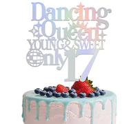 Iridescent Dancing Queen Young & Sweet Only 17 Cake Topper 17th Birthday Party Decorations