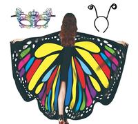 Iridescent Fabric Wings Butterfly Costume Scarf - Adjustable Straps Lightweight Design Fairy Wings Accessory for Performance, Masquerade Costume with Removable | Essential for Dance and Theatre