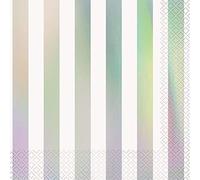Iridescent Foil-Stamped Stripes Luncheon Paper Napkins (16cm) Pack of 16 - Elegant and Durable, Perfect Design for Parties and Events